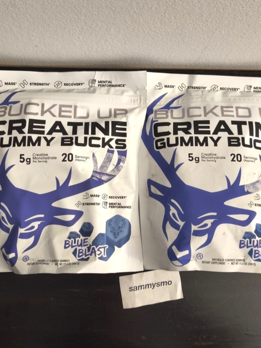 Bucked Up Gummy Bucks, Gummies Blue Blast 5g 20 Servings, 17.6 oz x2 exp 2027